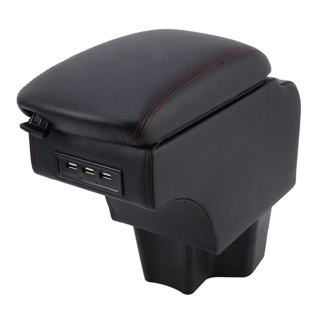 Kia K2 Car ABS Leather Armrest Storage Box with Fast Charge USB Ports & Cables | Premium Center Console Organizer for Phones, Wallets & Accessories