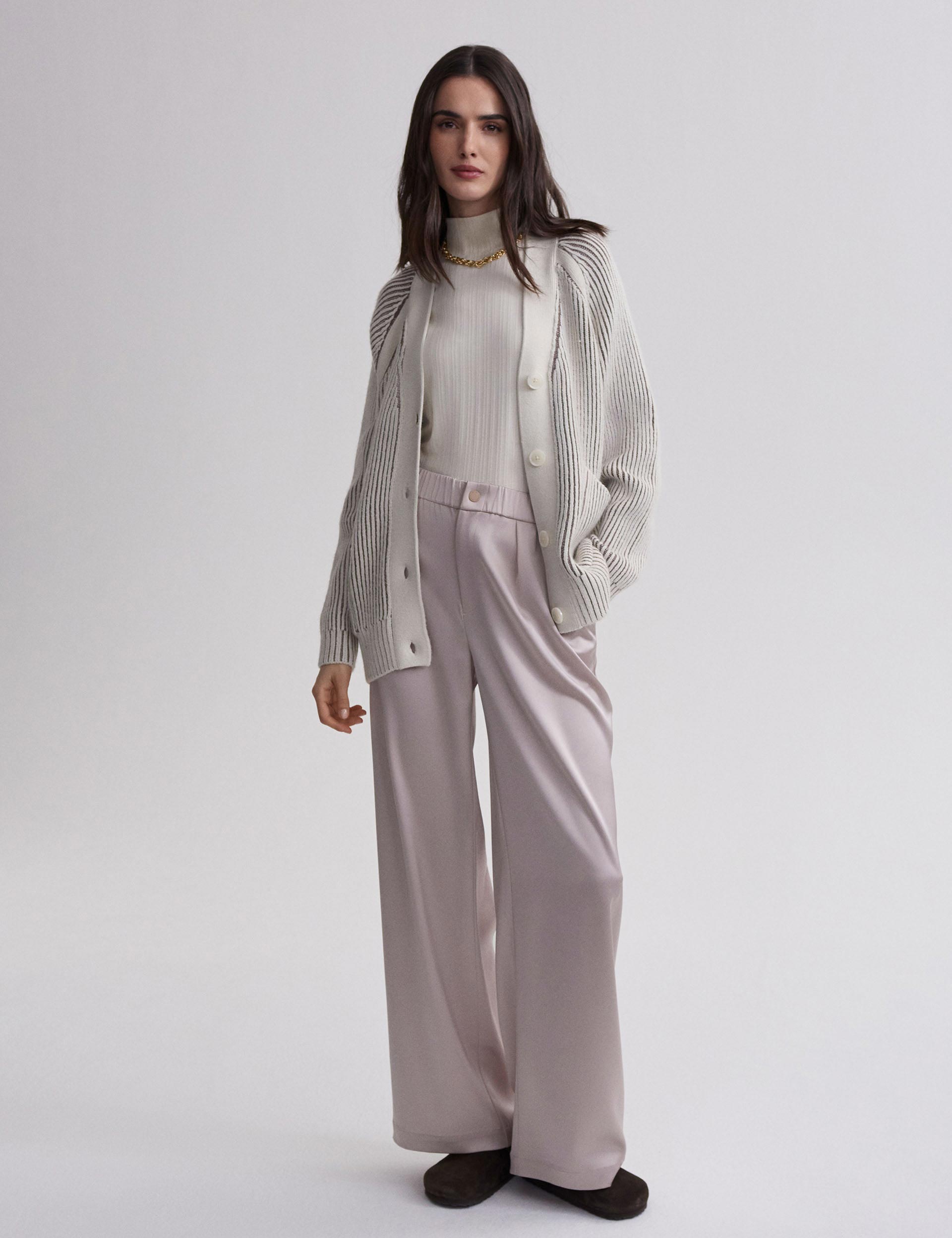 Elegant Jude Plated Cardigan in Birch - Perfect for Casual Outings and Office Wear
