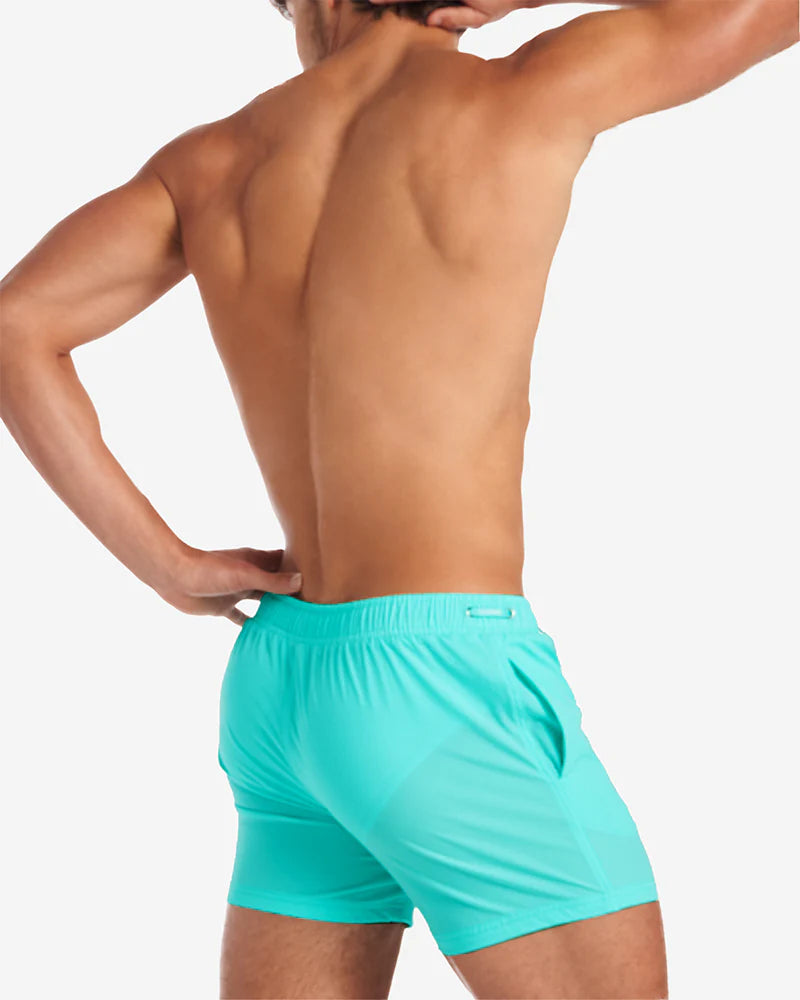 **Teamm8 Grid 4.5 Swim Shorts for Men - Quick-Dry, UPF 50+ Sun Protection, Bondi Blue - Perfect for Beach, Pool & Water Sports**