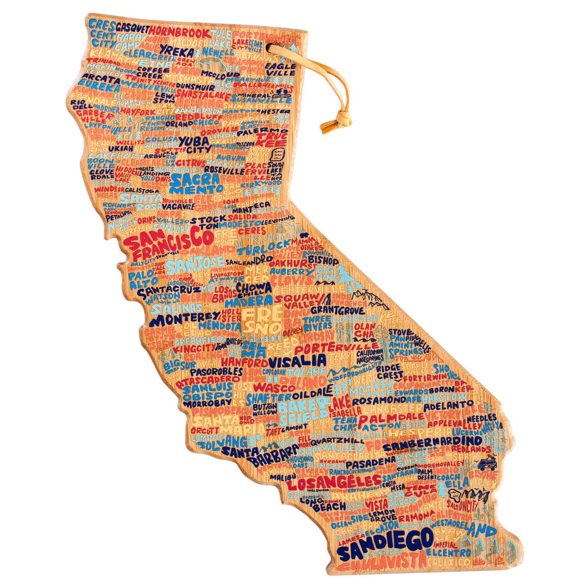 Premium California-Themed Cutting Board with Artistic Design by Wander on Words™ – Perfect for Kitchen Decor, Gift Giving, and Food Prep