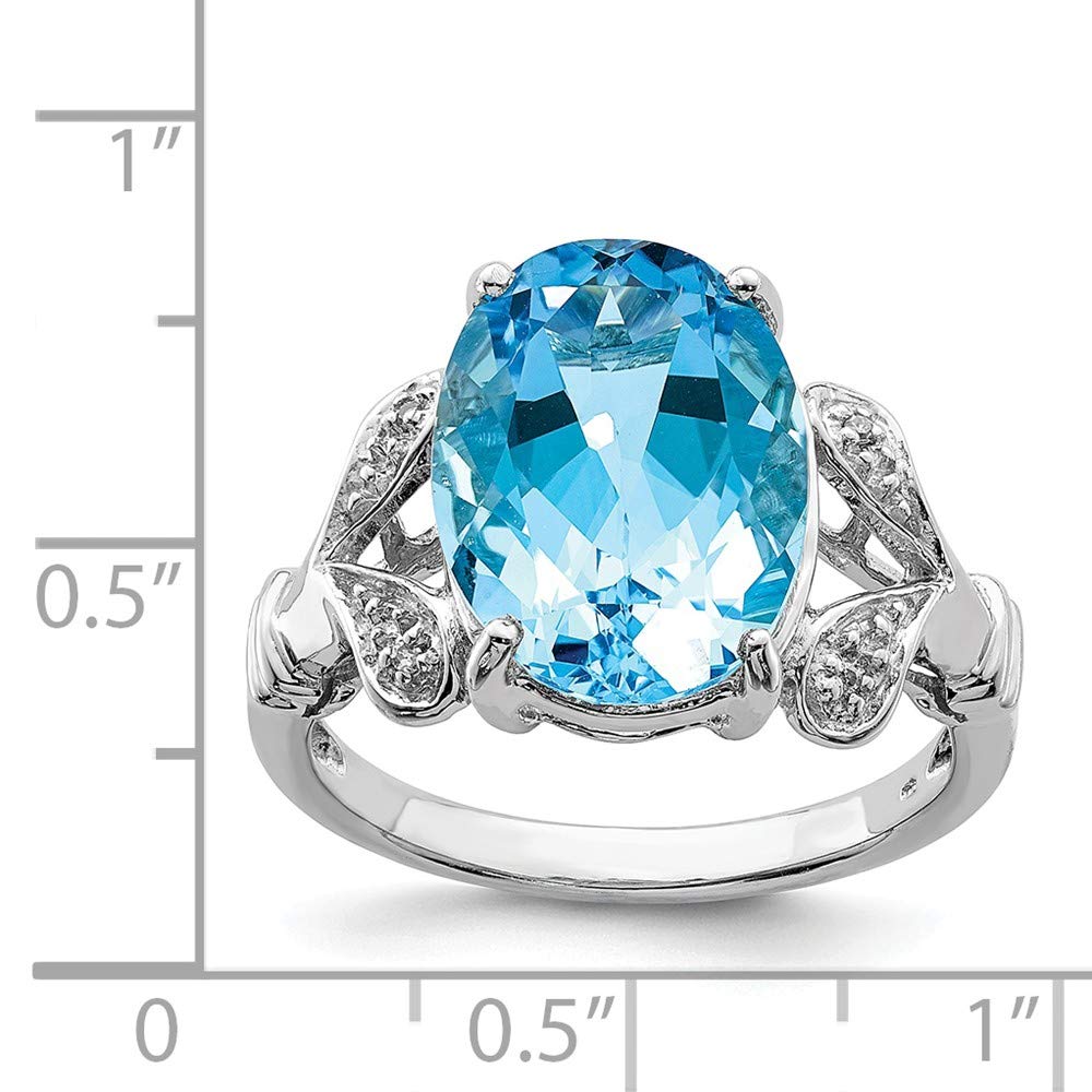 925 Sterling Silver Swiss Blue Topaz & Diamond Ring for Engagement