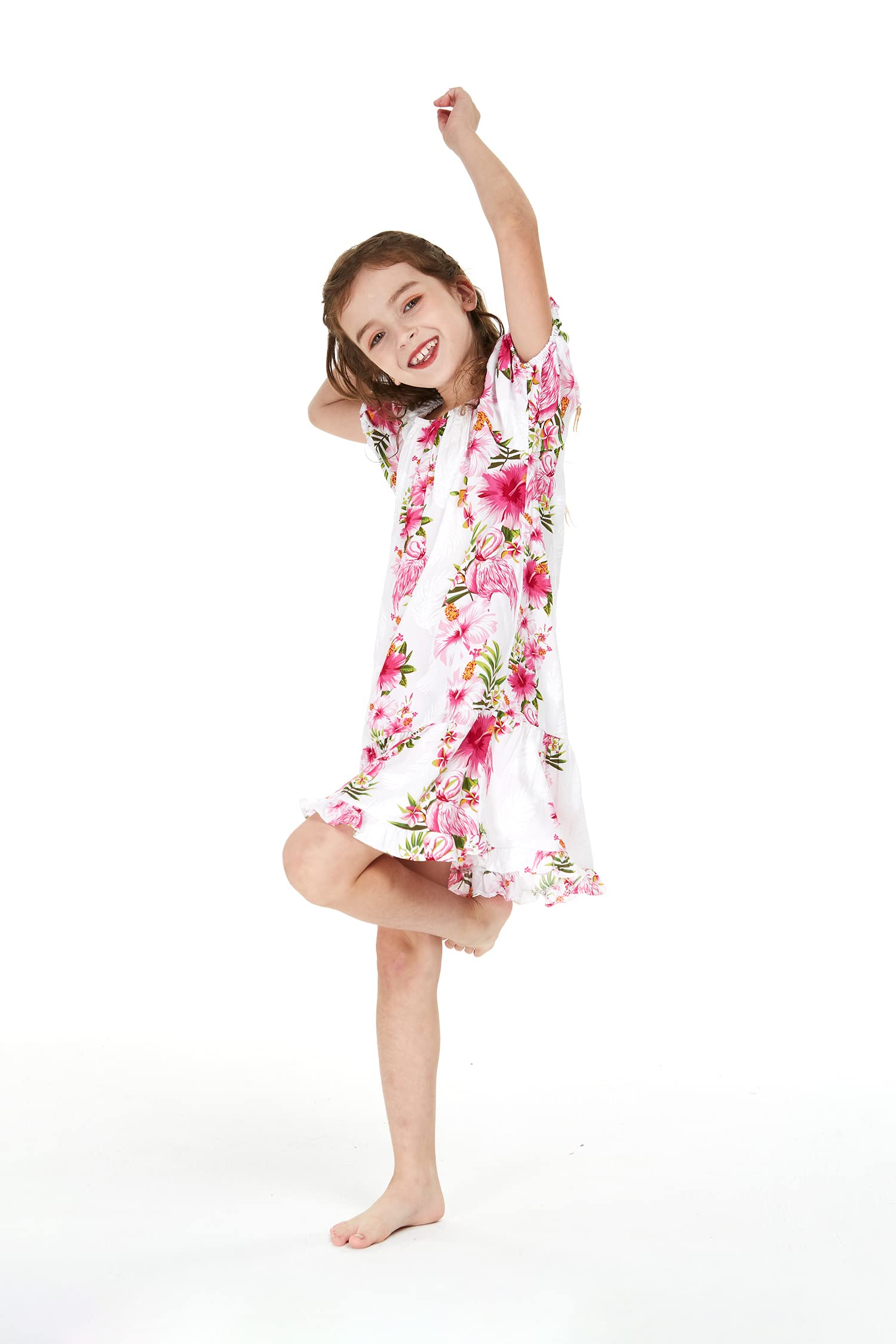 Hawaiian Floral Short Sleeve Muumuu Dress for Women - Pink Hibiscus Vine Print on Black, Beach Vacation Dress, Luau Party Outfit, Summer Casual Wear