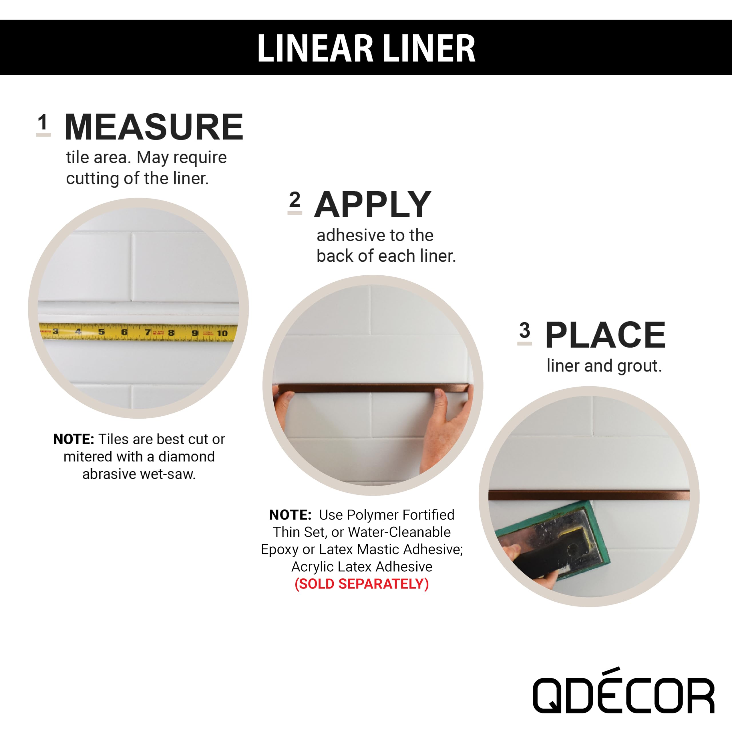 Questech Decor 1/2 x 12 Inch Linear Flat Pencil Tile Edge Trim Cap - Bright White Polished (12 Pack) - Perfect for Shower Tile Liner, Kitchen Backsplash Border & Bathroom Wall Tile Decoration