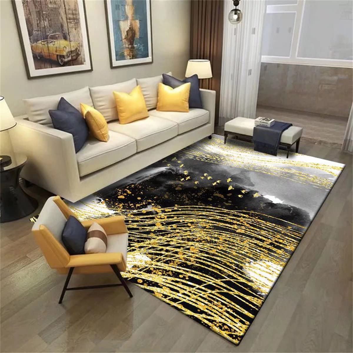 Glitter Marble Small Area Rug 2'x3' - Modern Abstract Non-Shedding Floor Mat, Non-Slip Bathroom & Entryway Doormat for Bedroom Decor | Perfect for Home, Office & Dorm