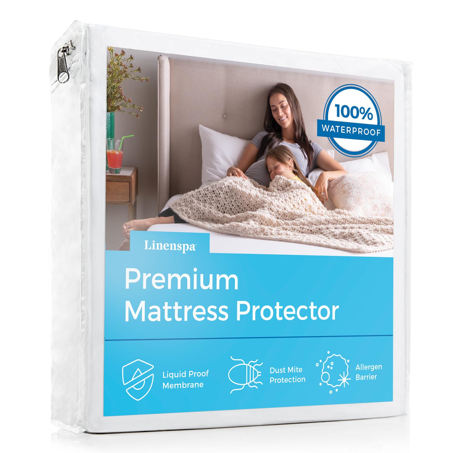 LINENSPA Premium Waterproof Mattress Protector - Breathable Polyester Fitted Cover - Twin XL Size (White) - Machine Washable & Dryer Safe - Protects Against Spills, Allergens & Dust Mites - Ideal for Kids, Teens & Adults Bedrooms, Dorms & Guest Rooms