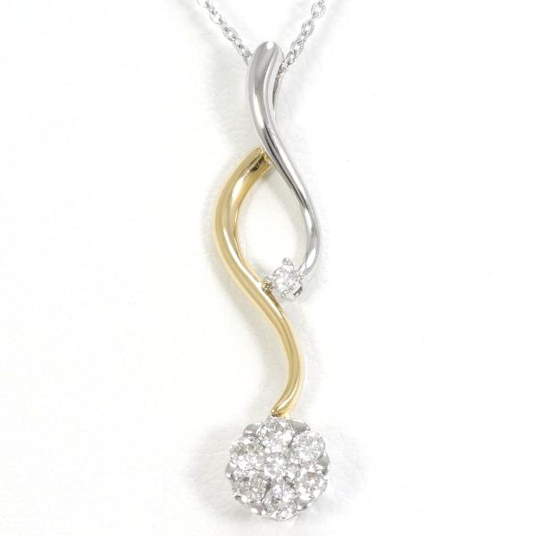 18K Yellow Gold and White Gold Diamond Necklace for Women - Elegant Pendant Jewelry for Weddings, Anniversaries, and Special Occasions