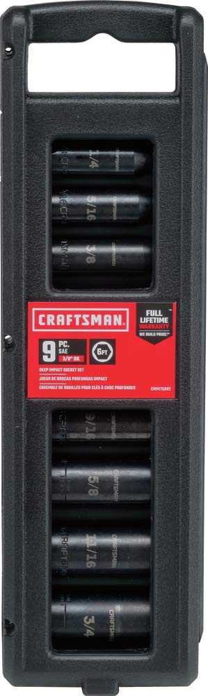 Craftsman 3/8-Inch SAE 9-Piece Impact Socket Set (CMMT15882) - Professional Grade for Auto Repair & DIY Projects