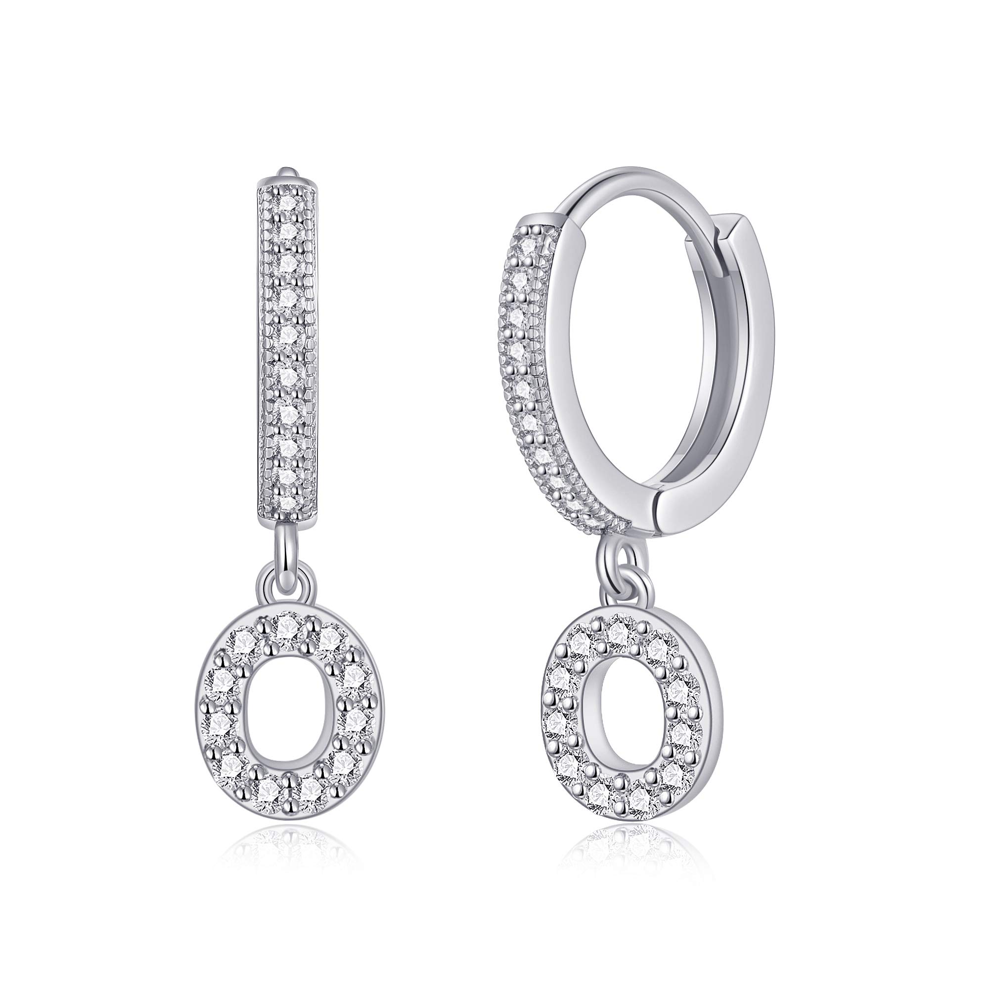 SANNYRA Initial Hoop Earrings for Women - 14K Gold, Silver & Rose Gold Plated CZ Letter Stud Earrings | Hypoallergenic, Dainty Jewelry Gift for Her | Perfect for Everyday Wear, Date Nights & Special Occasions