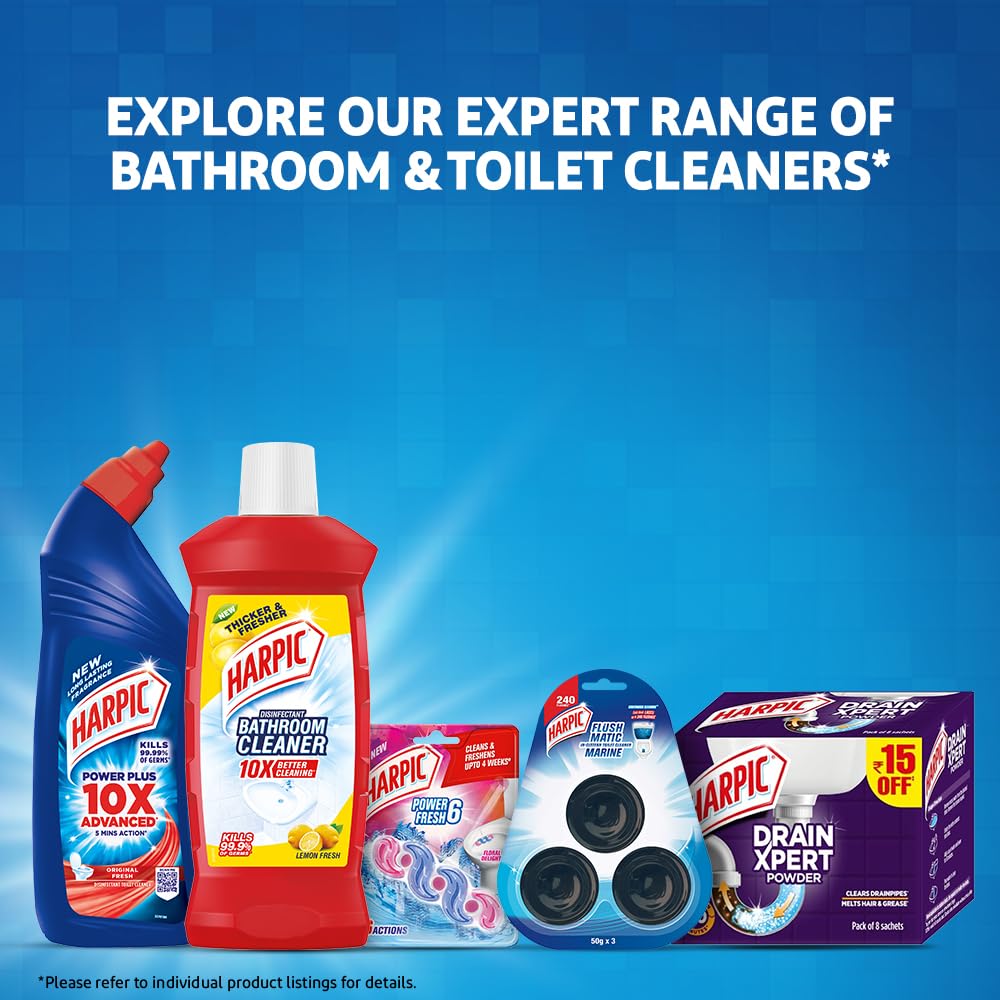 Harpic Original Disinfectant Toilet Cleaner Liquid - 1 Litre (Pack of 2) | Powerful Toilet Bowl Cleaner for Deep Cleaning & Stain Removal | Ideal for Bathrooms, Restrooms & Household Use