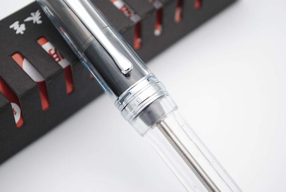 CZXYWST 699 Negative Pressure Vacuum Filling Fountain Pen - Transparent with Silver Clip, Extra Fine 0.38mm Nib - Premium Calligraphy Pen for Writing, Journaling & Gift Giving