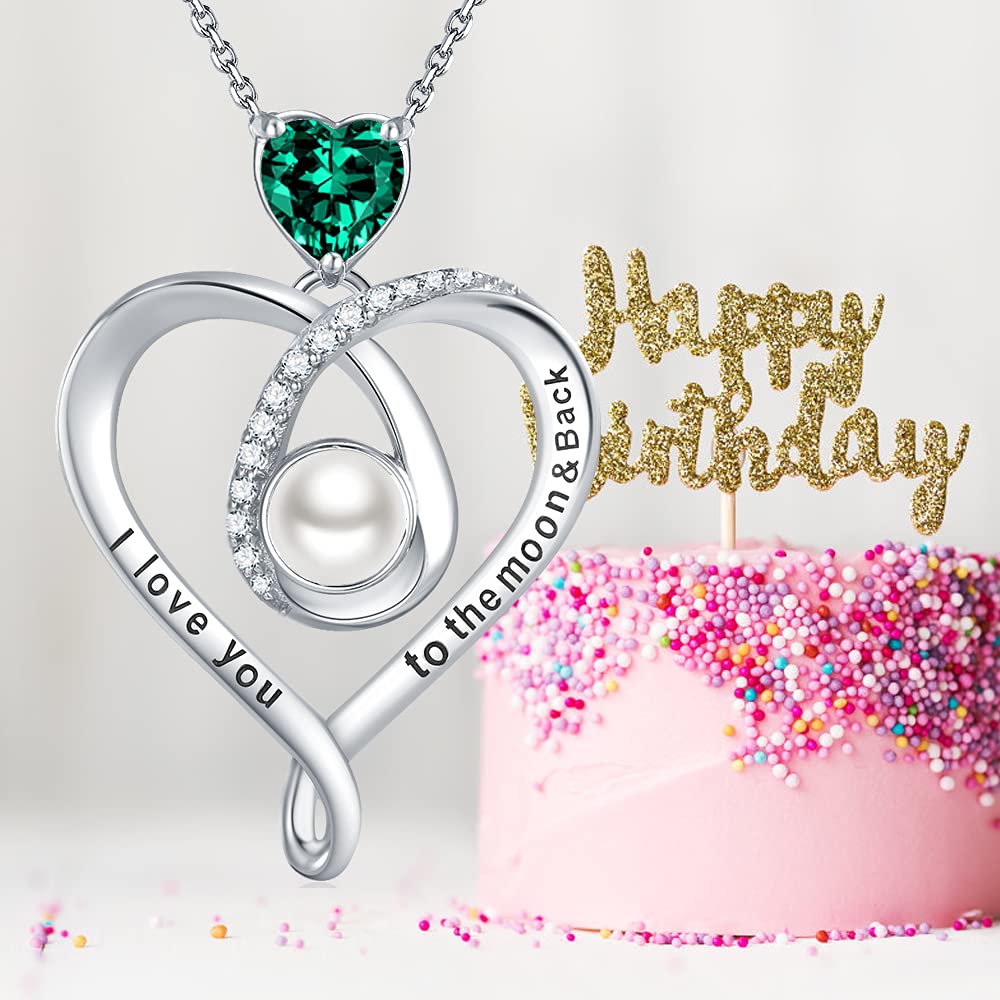March & April Birthstone Aquamarine Jewelry - 925 Sterling Silver 'I Love You' Necklace in 100 Languages | Perfect Birthday Gift for Her, Anniversary & Romantic Occasions