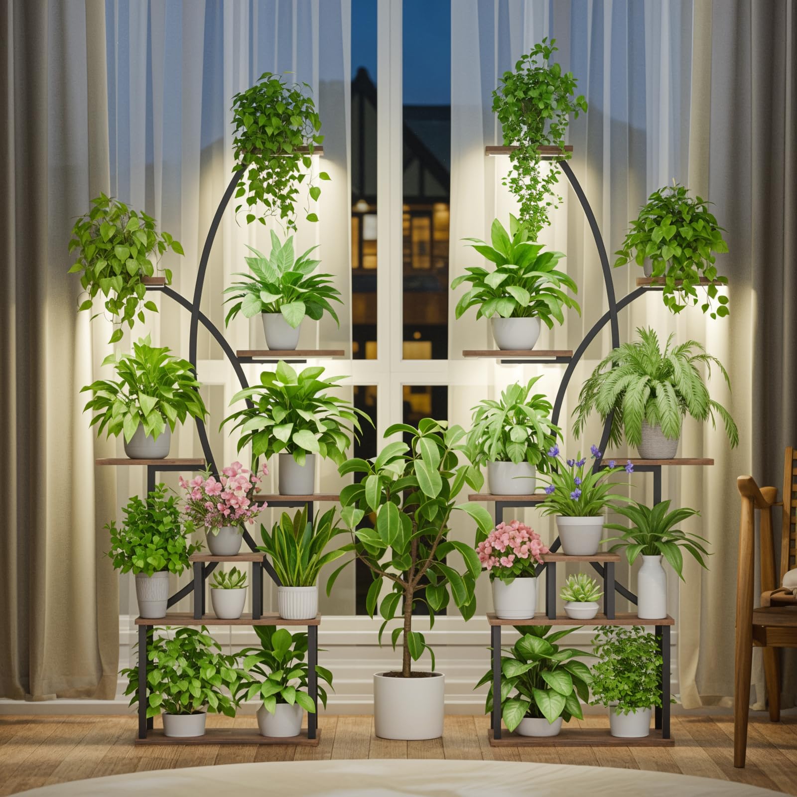 JUSTOGO 8-Tier Tall Metal Plant Stand with Grow Light - 65