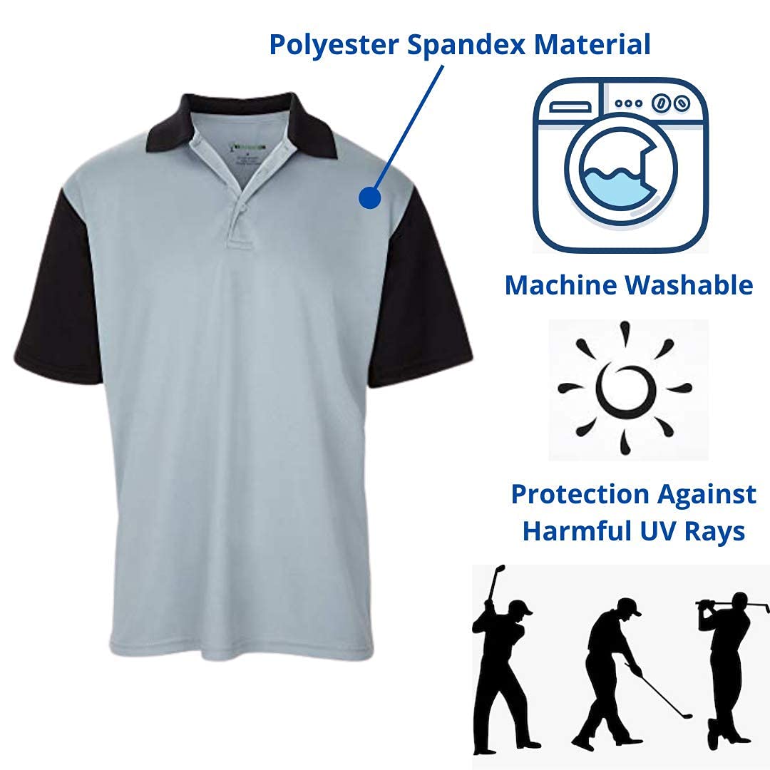 Premium Men's Slim Fit Golf Polo Shirts - Moisture-Wicking Polyester Spandex Blend, Short Sleeve Performance Shirt with UV Protection - Ideal for Golf, Tennis & Casual Wear