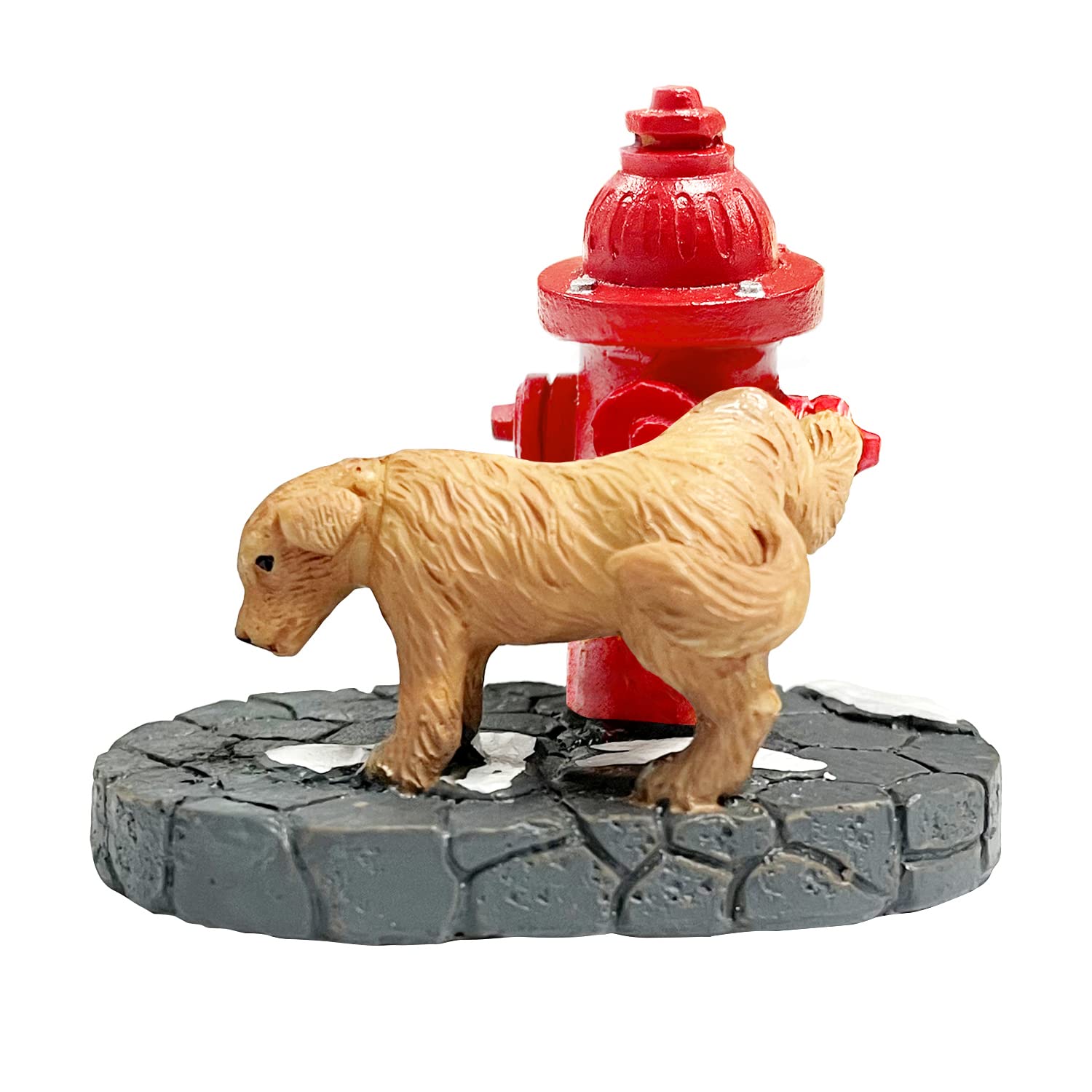 Santa's Dog with Fire Hydrant Resin Statue - Cute Christmas Village Accessories Set for Holiday Snow Village Decor | Perfect for Christmas Tree Ornaments, Mantel Displays & Winter Wonderland Scenes