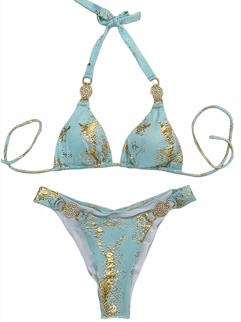 ZASUWA Women's Snake Print Faux Leather Bikini Set - Sexy Swimwear for Beach, Pool Party & Summer Vacation