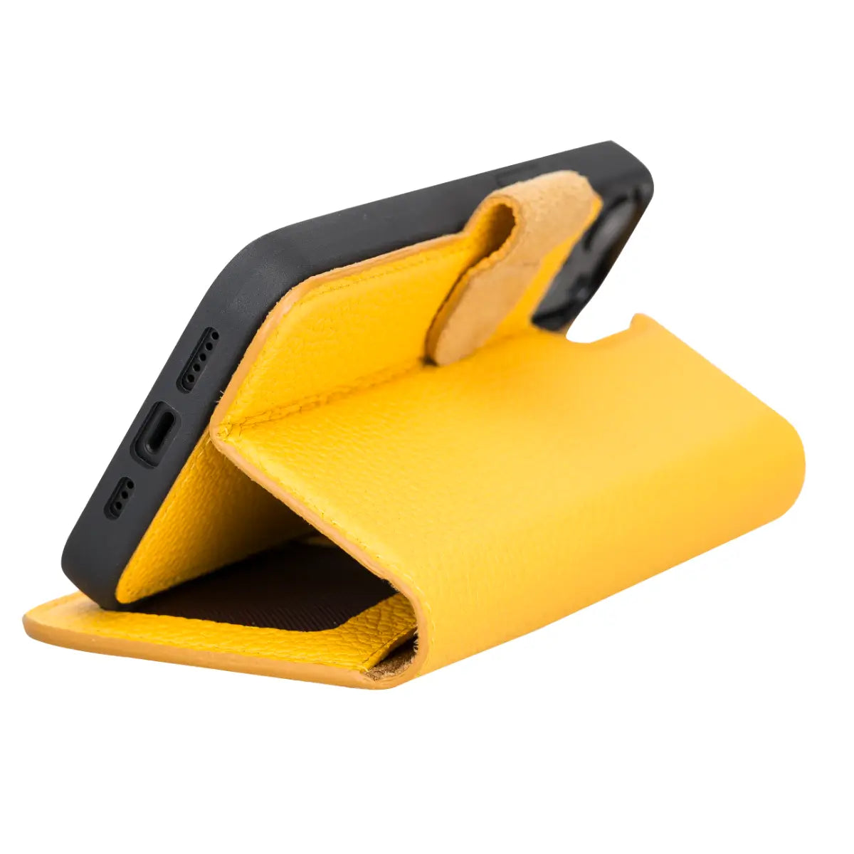 Premium Yellow Leather Wallet Case for iPhone 13 - Slim Protective Cover with Card Slots | Perfect for Everyday Use, Travel & Business (iPhone 13/6.1