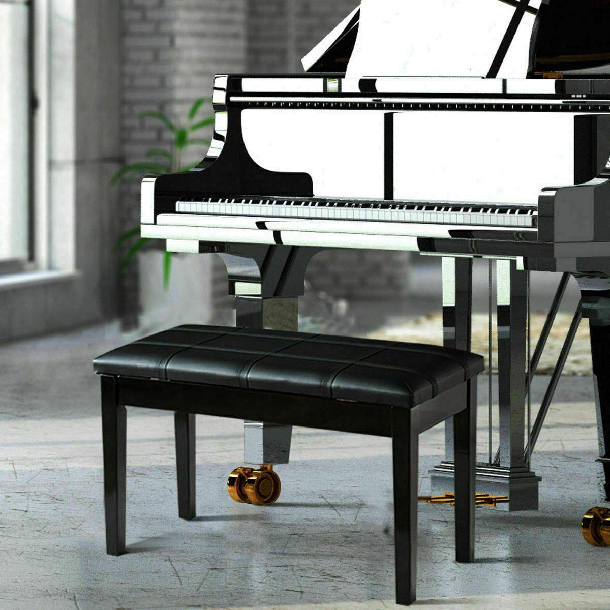 Premium Leather Piano Bench with Storage - Adjustable Height Padded Seat for Keyboard, Organ & Concert - Sturdy Wooden Frame - Perfect for Home, Studio & Music Classrooms