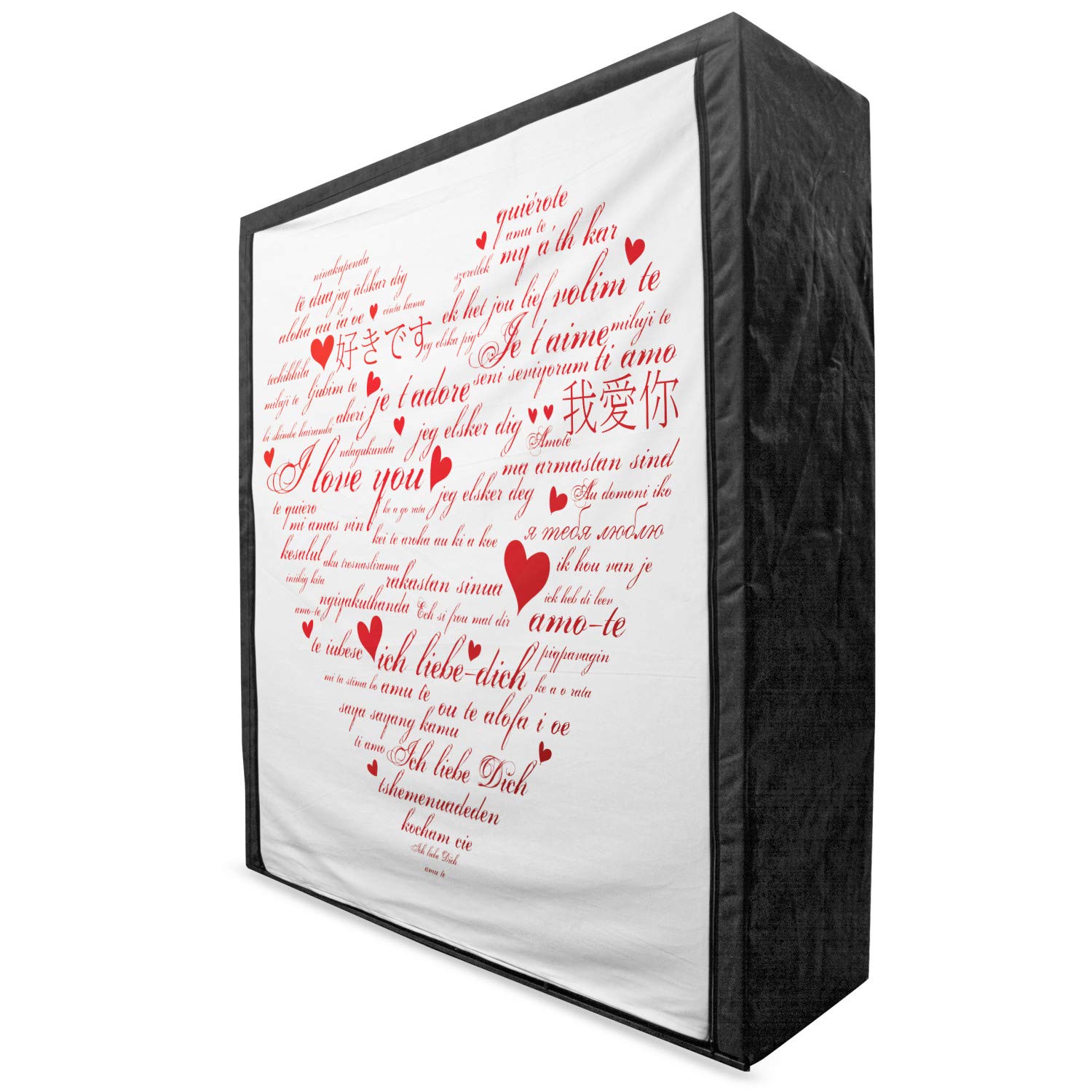 Ambesonne Portable Fabric Wardrobe with Love Words Print - 59