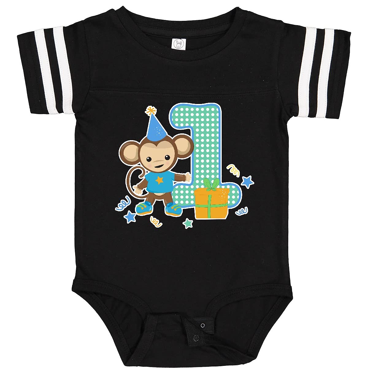 inktastic I'm 1 Years Old with Monkey Baby Bodysuit - Cute 1st Birthday Outfit for Boys & Girls | Soft Cotton Infant Onesie for Birthday Parties, Photo Shoots & Everyday Wear