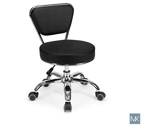 Professional Adjustable Salon Nail Pedicure Stool & Chair - DAYTON BLACK Pneumatic Rolling Stool for Spa & Nail Salon Equipment | Perfect for Pedicures, Manicures & Beauty Services