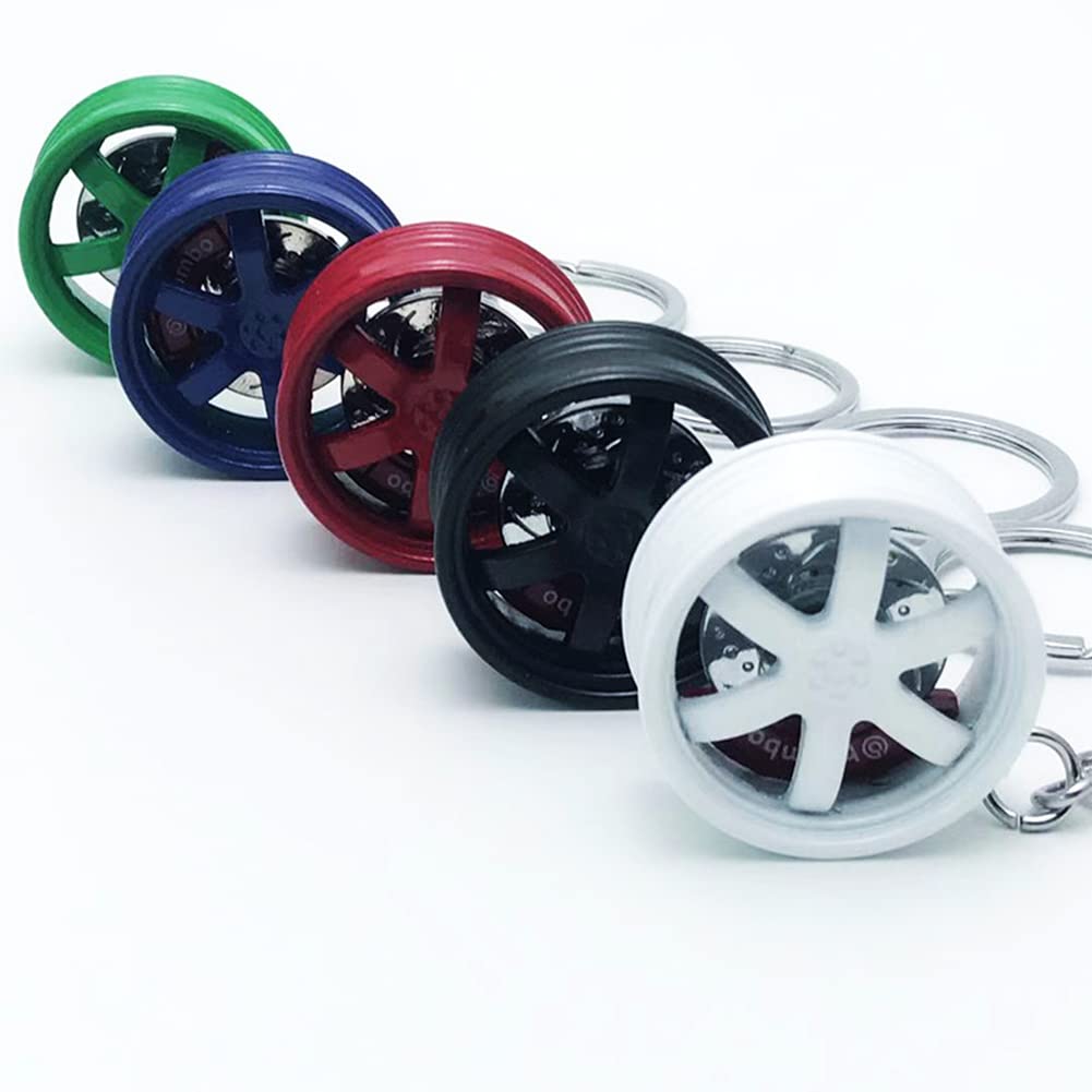SEADEAR Zinc Alloy Car Wheel Keychain - Tire Rim Key Ring Pendant for Car Enthusiasts - Perfect Gift for Auto Lovers & Car Accessories Collection (White) - Use for Keys, Backpacks or Car Decor