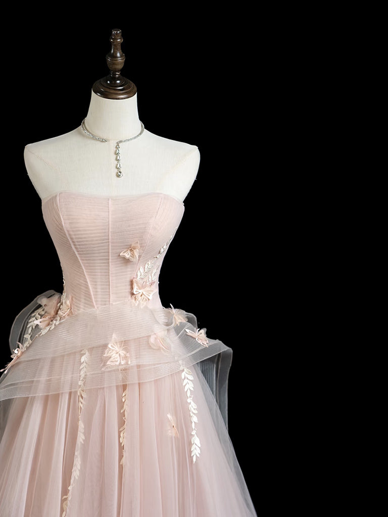 Elegant A-Line Tulle Lace Pink Long Prom Dress - Formal Evening Gown for Homecoming, Quinceañera & Special Occasions