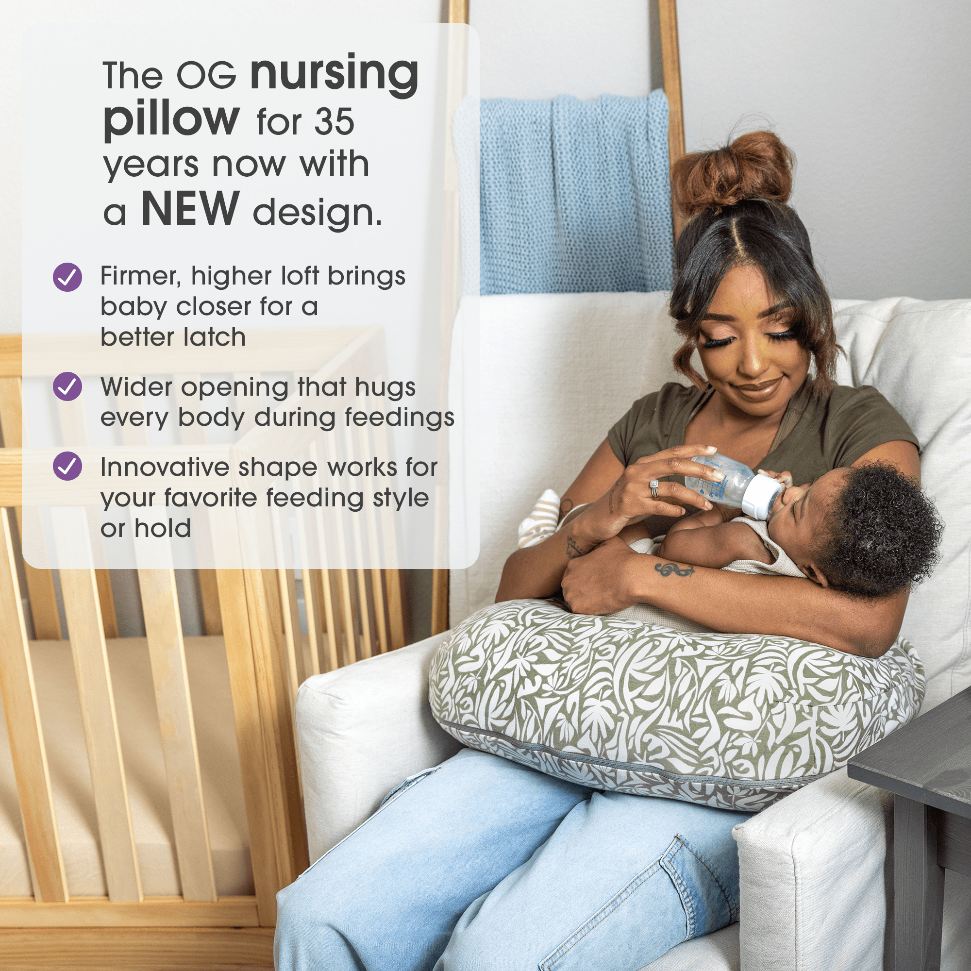 Boppy Nursing Pillow with Organic Cotton Cover - Comfortable Breastfeeding Support for New Moms - Perfect for Nursing, Bottle Feeding & Baby Cuddling
