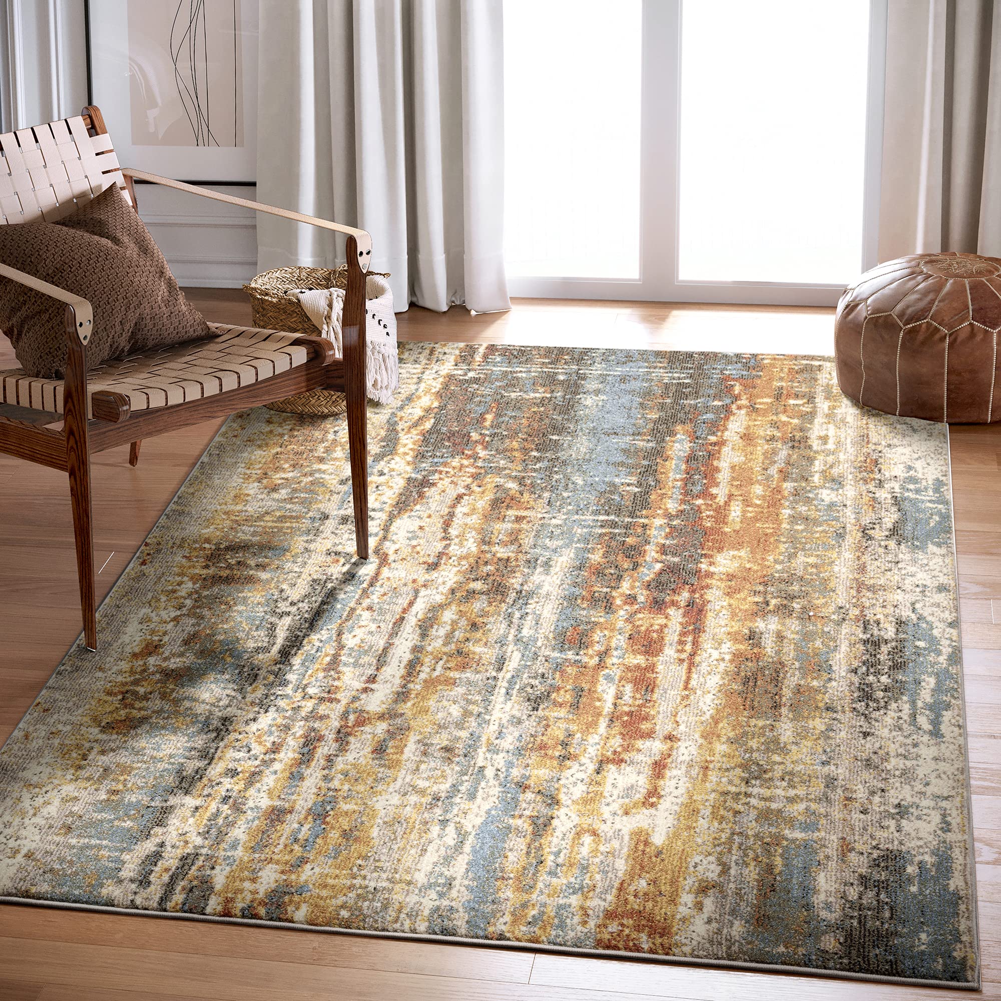 Abani Sedona Southwestern Beige Multicolor Distressed Area Rug 5'3