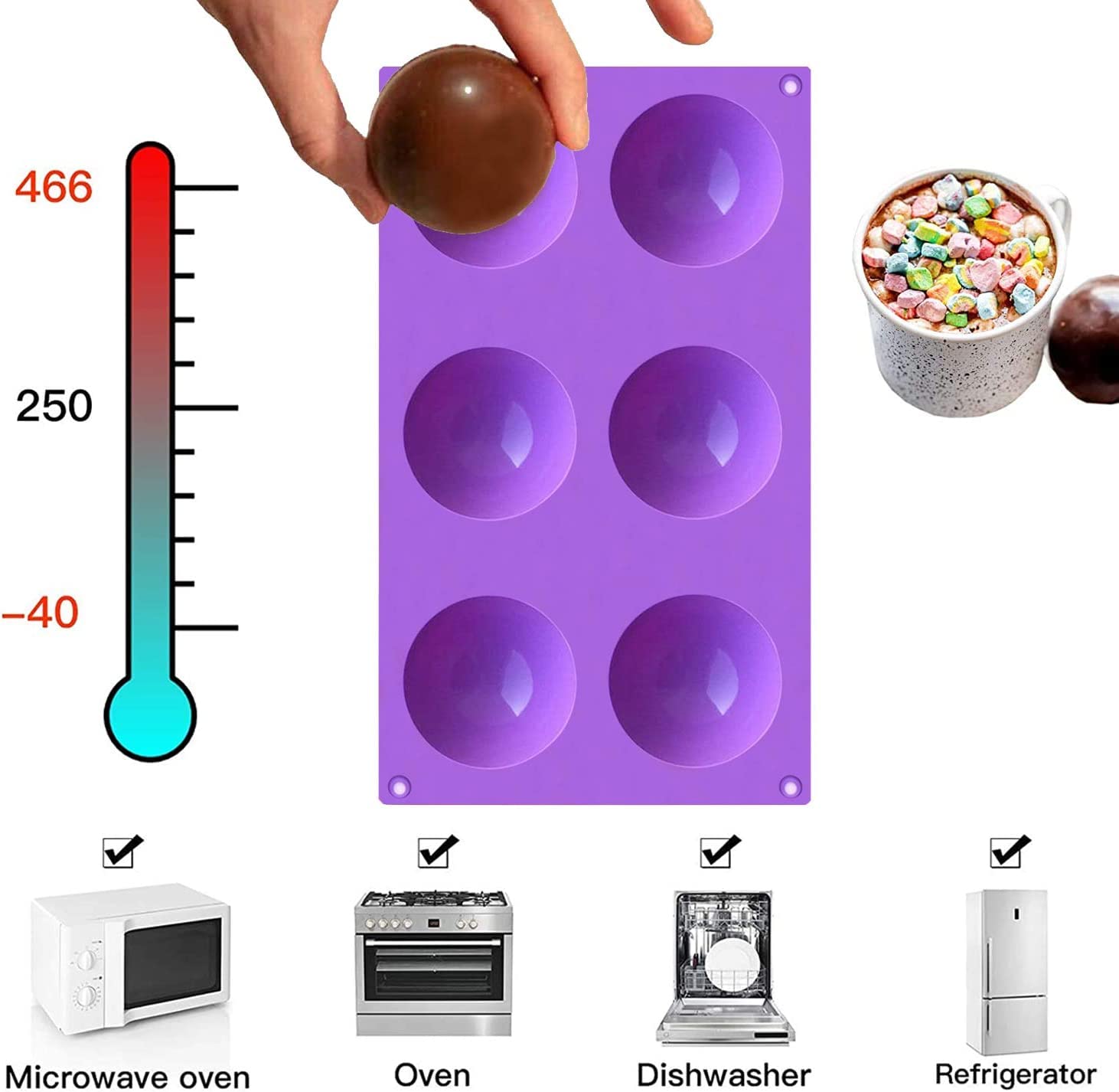 Premium Silicone Hot Chocolate Bomb Mold Set - 2.5
