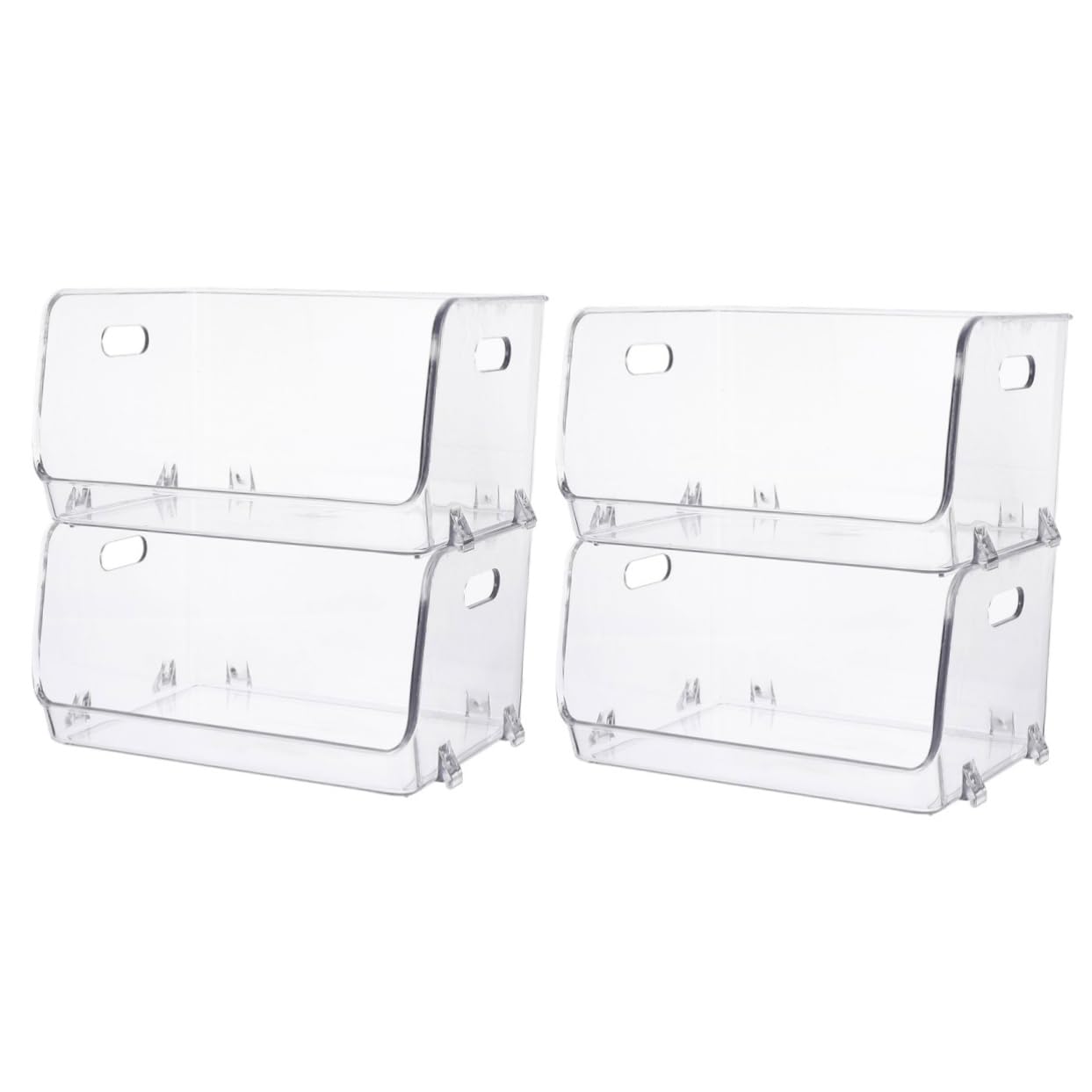 RORPOIR 4-Piece Clear Double Storage Rack Organizer Bins - Perfect for Makeup, Pet Supplies & Home Organization | Space-Saving Bathroom, Bedroom & Closet Storage Solution