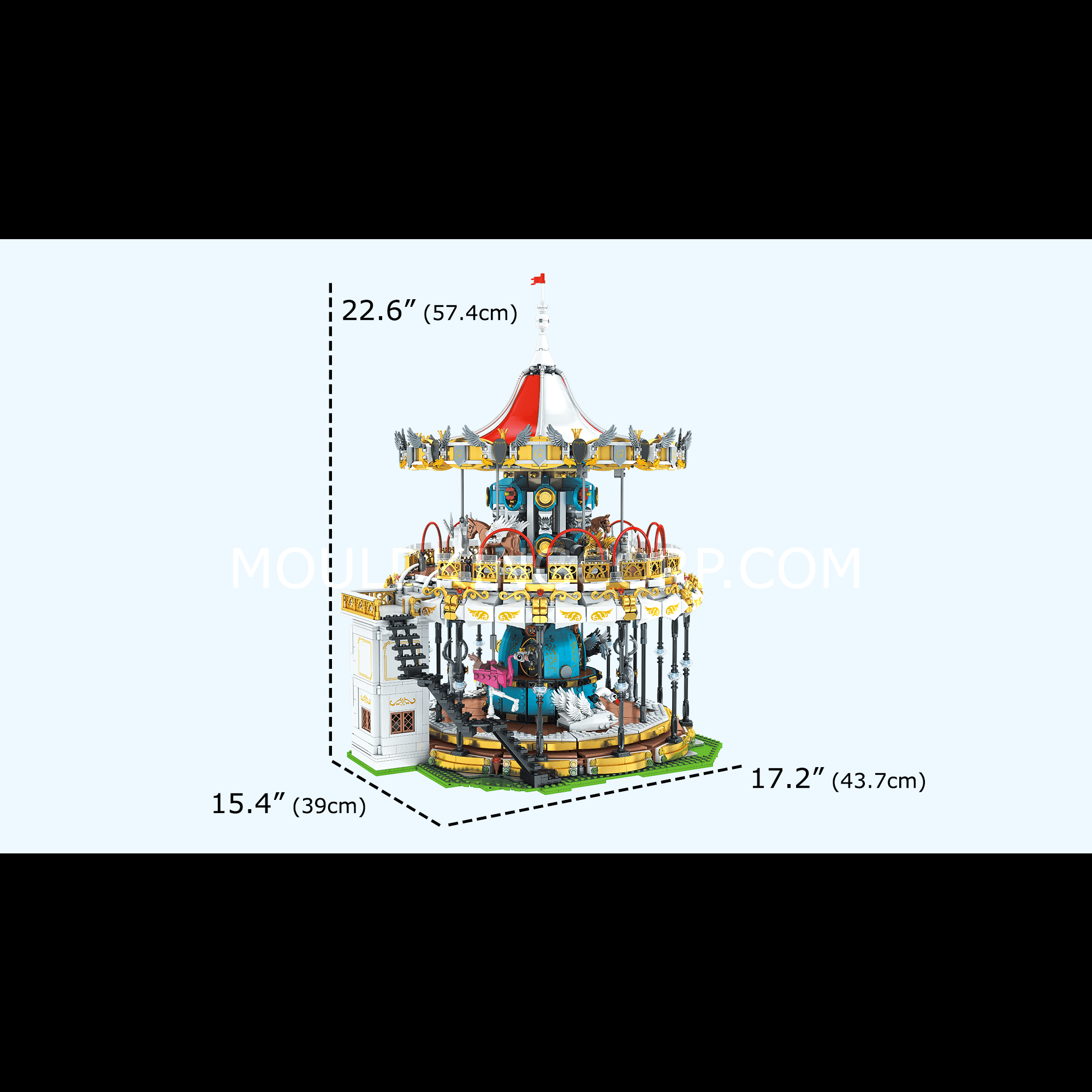 MOULD KING 11011 Motorized Carousel with LED Lights - 5,086 Piece Building Blocks Set for Adults & Kids - Perfect for Home Decoration, Gift Giving & STEM Learning Activities