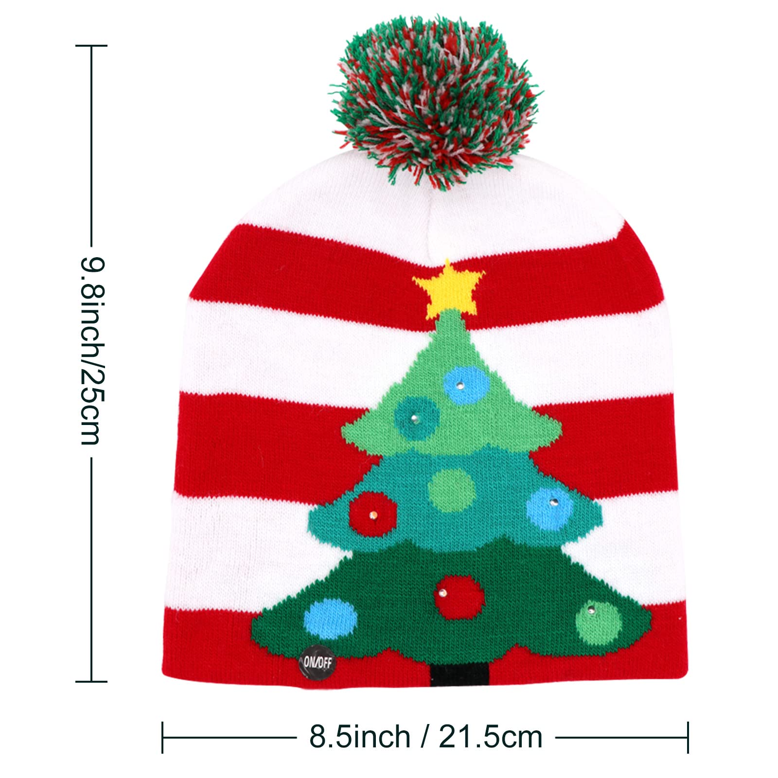 OurWarm LED Christmas Beanie - Light Up Knit Hat with 6 Color Changing Lights | Unisex Winter Snow Hat for Holiday Parties & Outdoor Activities