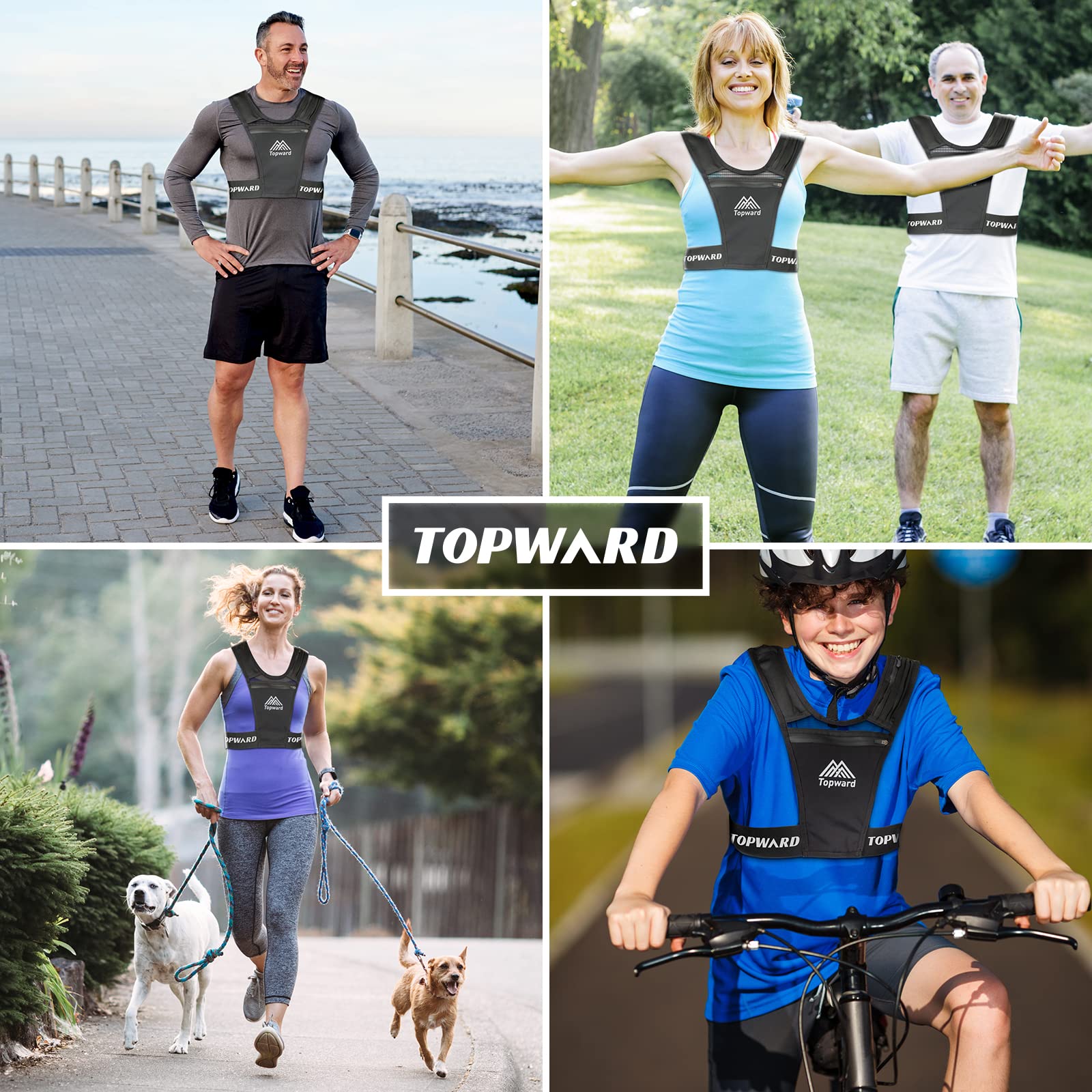 Topward Running Vest with Phone Holder for Men & Women - Waterproof Hydration Pack with Reflective Strips, Adjustable Waistband & Breathable Mesh Pockets - Ideal for Marathon Training, Hiking & Outdoor Workouts