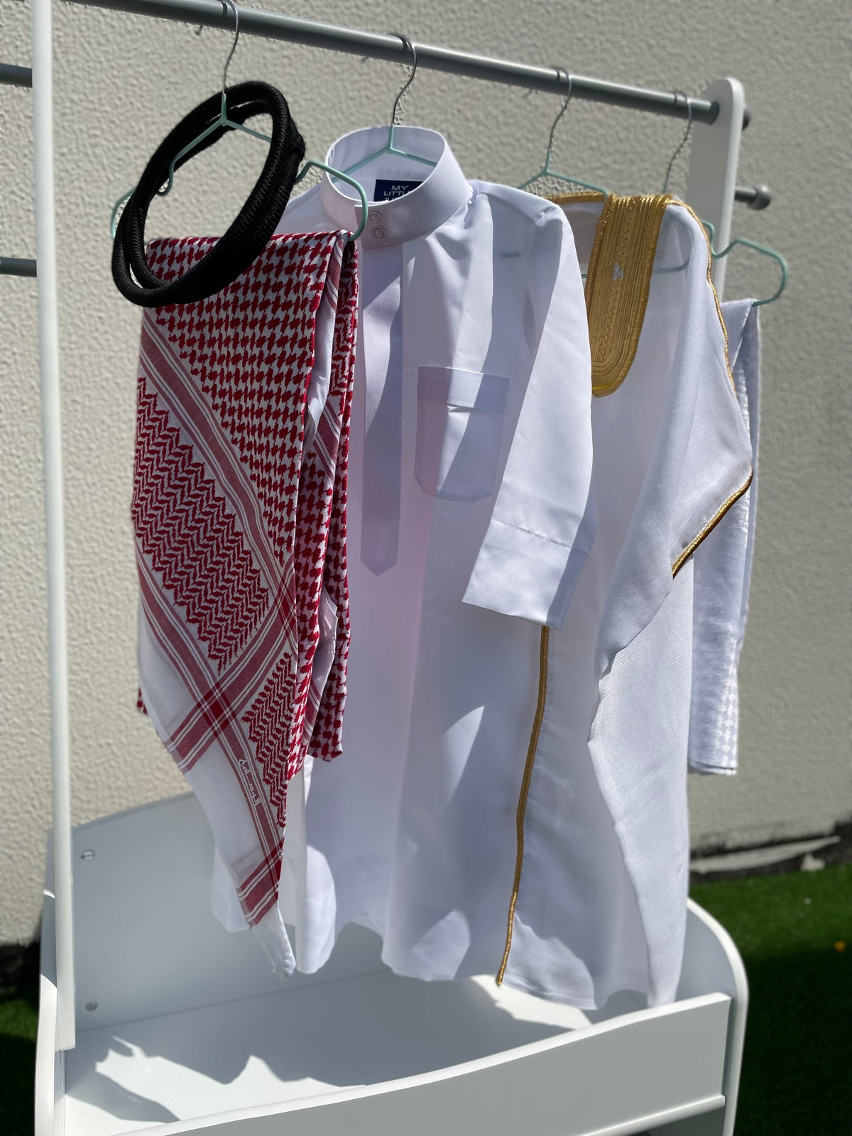 Prestige Baby Boy Thobe Gift Set - White Bisht for 0-12 Months | 5-Piece Outfit for Newborns, Eid, and Special Occasions