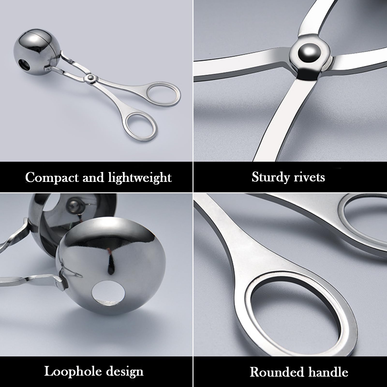 2PCS Stainless Steel Meatball Maker Scoop - Non-Stick, Detachable Anti-Slip Handles for Perfect Meatballs, Cake Pops & Cookie Dough - 1.38