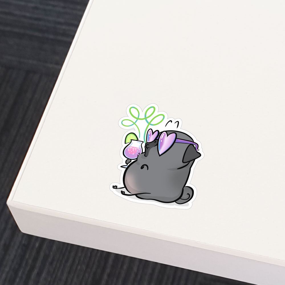 Funny Black Pug Sticker Decal for Water Bottles, Laptops & DIY Crafts - Cute Dog Lover Gift for Coffee Mugs & Scrapbooking