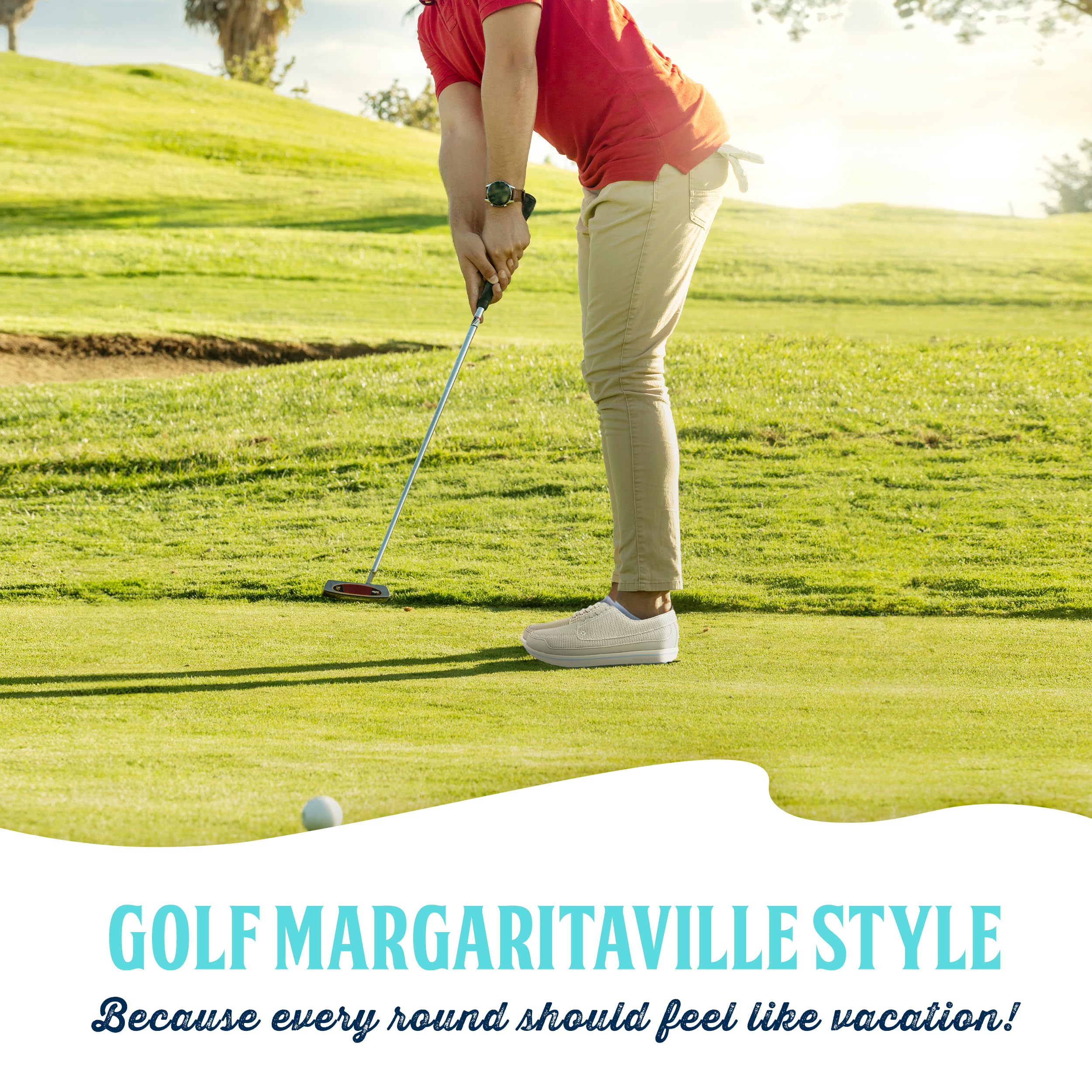 Margaritaville The Gimmie Men's Spikeless Golf Shoes - Comfortable Athletic Footwear with Rubber Toe Guard & Stability Heel Frame - Perfect for Golf Course, Driving Range & Casual Wear