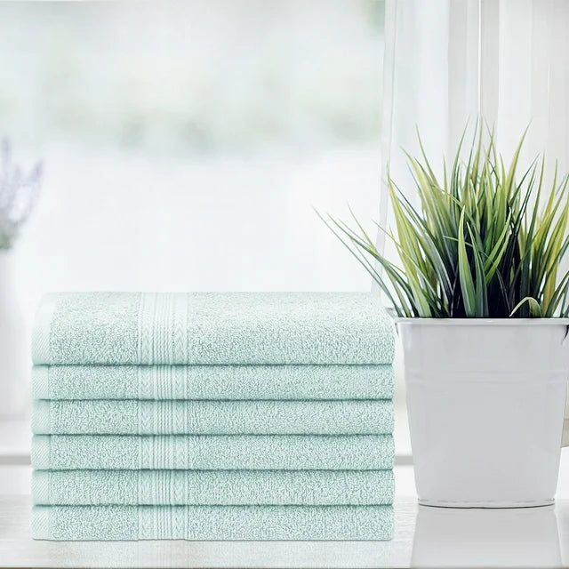 Premium 6-Piece Eco-Friendly Cotton Hand Towel Set - Soft, Absorbent & Sustainable Bath Towels for Kitchen, Bathroom & Gym - Ideal for Home, Spa & Travel Use