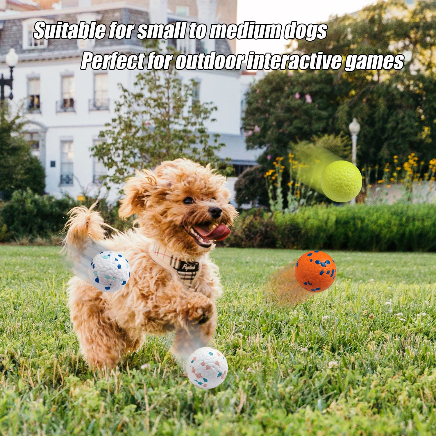 Indestructible Chew Proof Dog Balls for Aggressive Chewers - Durable Floating Bouncy Toy for Small & Medium Breed Dogs - Lightweight Odorless Puppy Chew Toys (4 Pack, 2.5