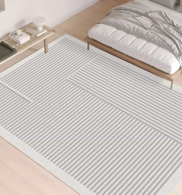 Modern Geometric Area Rugs - Soft Contemporary Gray Rug for Living Room, Bedroom & Dining Room - Non-Slip Floor Mat for Home Decor & Office Spaces