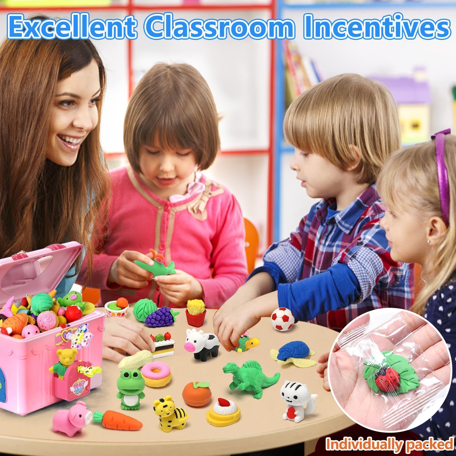 HINZER 100-Pack 3D Animal Puzzle Erasers for Kids - Fun Pull-Apart Classroom Rewards, Party Favors & School Supplies | Perfect for Treasure Box Prizes, Birthday Gifts & Back-to-School Activities