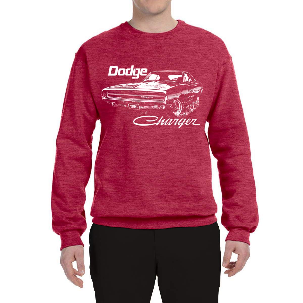 Vintage 1970 Dodge Charger Racing Graphic Sweatshirt for Men - Retro White Car & Truck Crewneck Pullover - Casual Wear & Car Enthusiast Gift