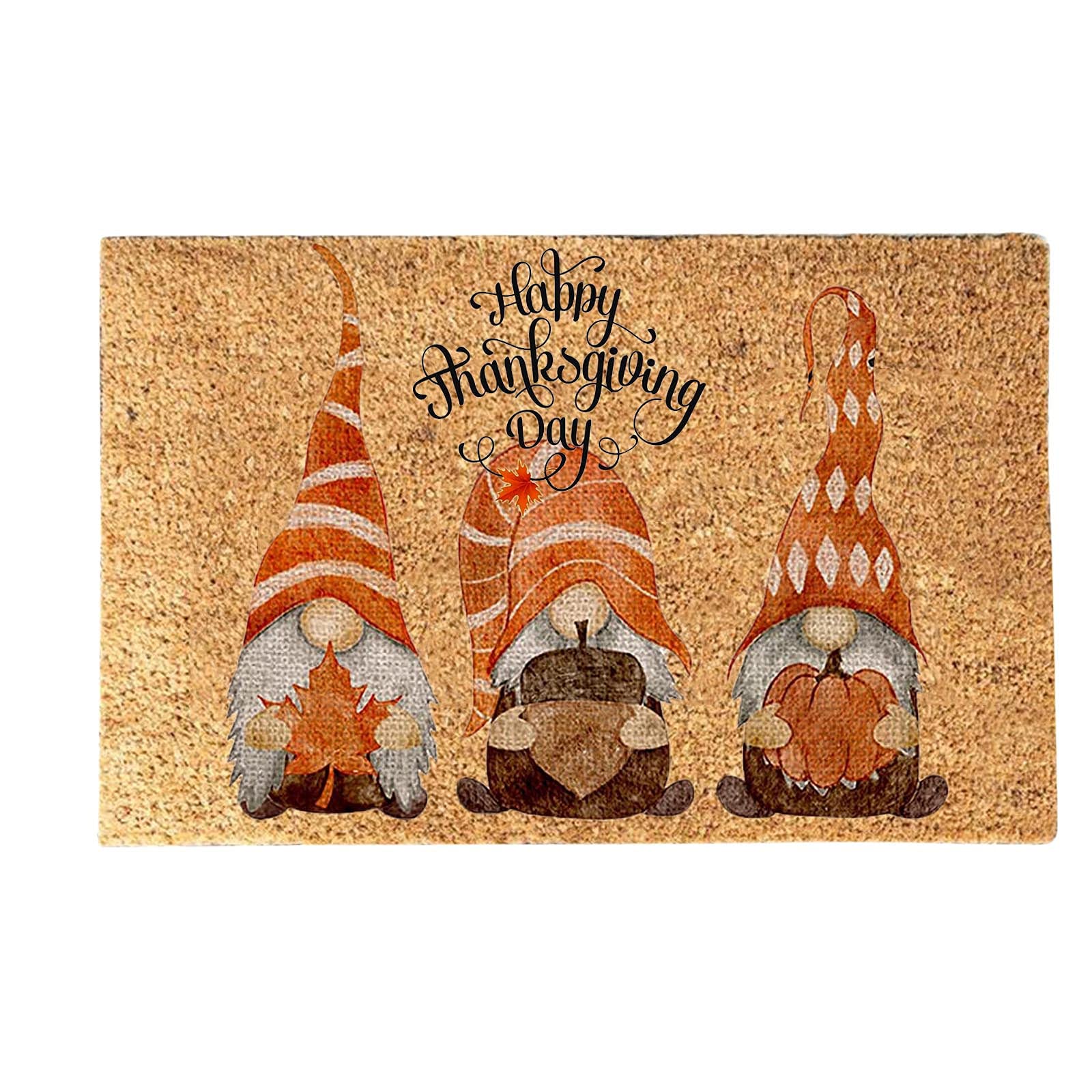 Happy Fall Harvest Thanksgiving Doormat - Non-Slip Halloween Welcome Mat, Front Door Decor with Faceless Doll Letter Design for Entryway, Home Decor Blanket Rug - Perfect for Autumn, Halloween & Thanksgiving Decorations