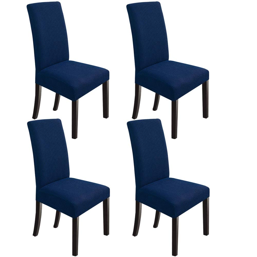 Northern Brothers 4 Pack Navy Blue Washable Dining Chair Covers - Super Fit Stretchable Kitchen Chair Protectors for Home, Hotel, Wedding & Events - Spill & Stain Resistant Seat Covers for Everyday Use & Special Occasions