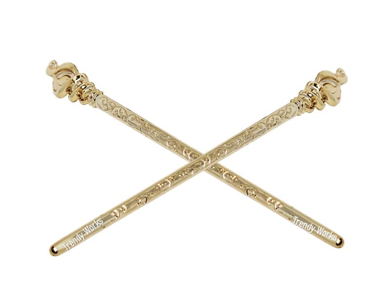 12-Piece Golden Juda Stick Bun Hair Pins for Women & Girls - Trendy Hair Accessories for Updos, Weddings & Everyday Style