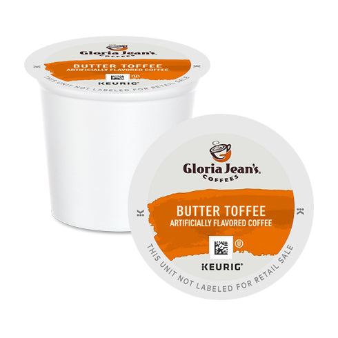 Gloria Jean's Butter Toffee K-Cup® Coffee Pods 24 Pack - Rich & Creamy Flavored Coffee for Keurig Brewers - Perfect for Morning Brews, Office Coffee Breaks & After-Dinner Treats