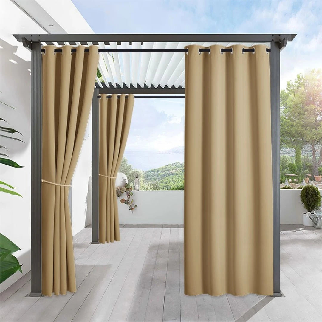 Joan Waterproof Blackout Outdoor Curtains - UV Protection & Noise Reducing Patio Curtains for Deck, Porch, and Backyard Privacy