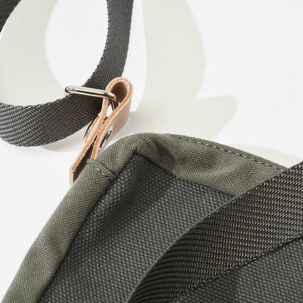 Kurashiki Hampu Canvas 2-Way Handbag & Shoulder Pouch - Bluish Gray Japanese Canvas Crossbody Bag for Women | Perfect for Work, Travel & Everyday Use