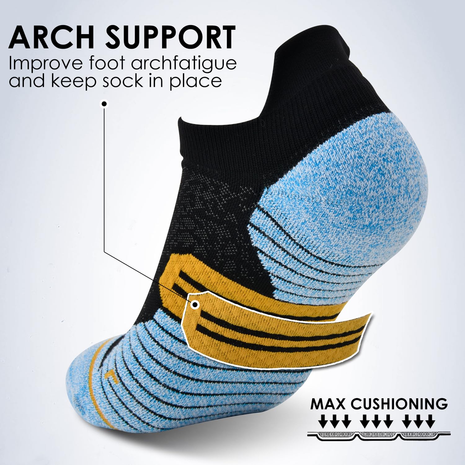 3 Pairs Ankle Compression Socks for Women & Men - Cushioned Running & Training Socks for Plantar Fasciitis & Neuropathy Relief - Perfect for Workouts, Hiking & Daily Comfort