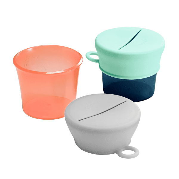 Boon Snug Universal Silicone Snack Lid - Leak-Proof Food Container Cover for Babies & Toddlers - Perfect for On-the-Go Snacks, Travel, and Daycare Use